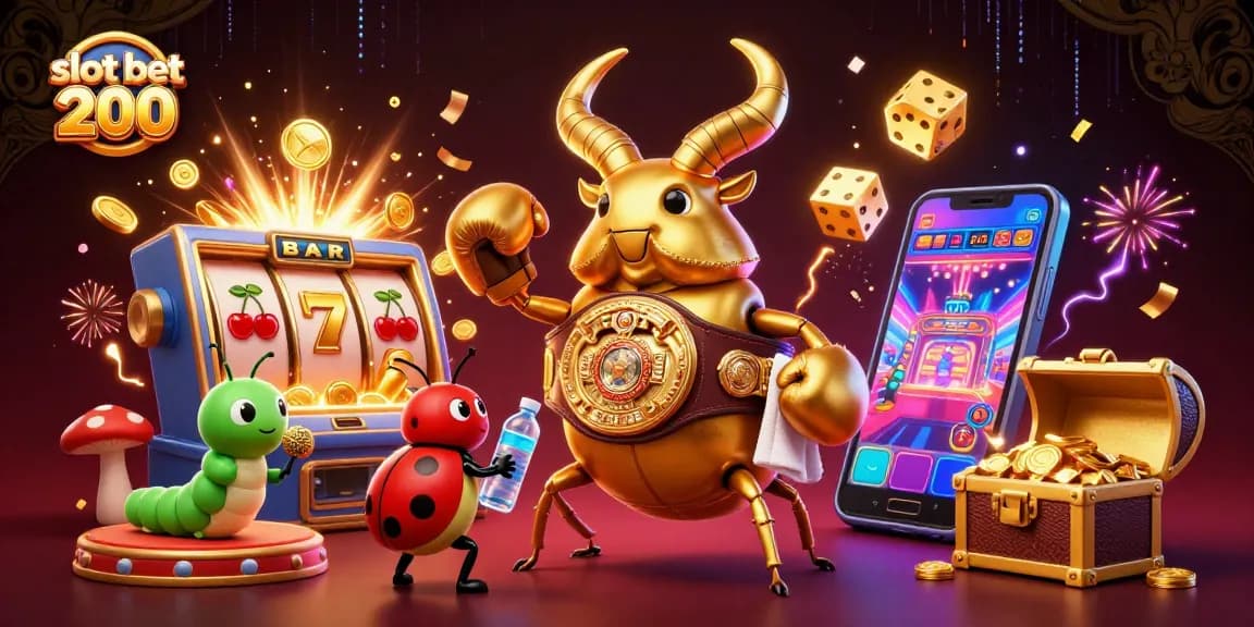 Experience the thrill of slot bet 200 with vibrant characters and jackpots in a dynamic casino scene.