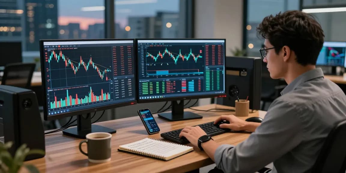 Торговля на bitmex биржа: трейдер анализирует графики и данные в современном офисе.