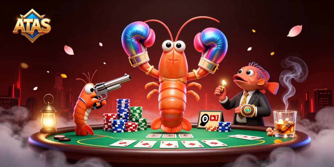 Join the exciting action at ATAS Casino with vibrant poker elements and unique characters.