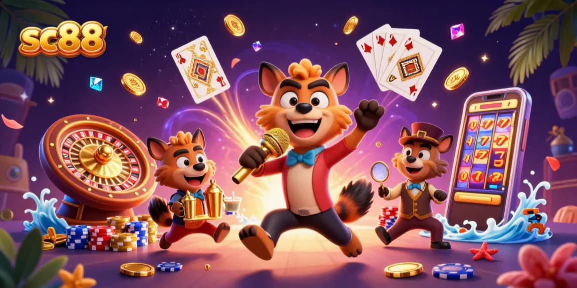 Experience the thrill at SC88 casino with vibrant characters and dynamic gameplay elements.