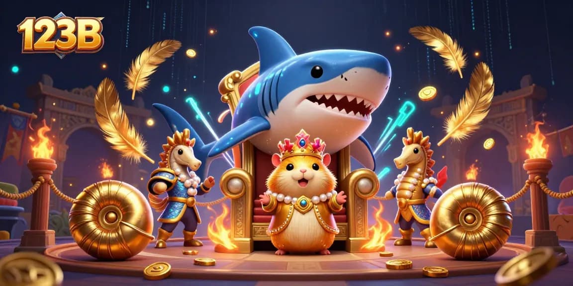 Engage in thrilling gaming with the fierce golden hamster king at 123B's vibrant online casino.