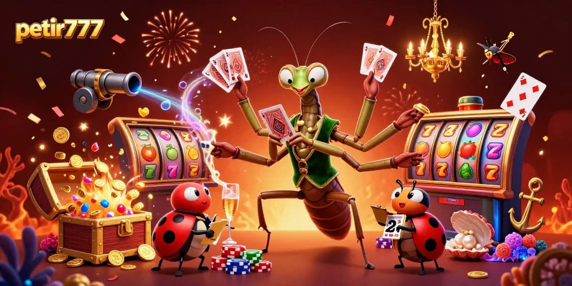 Experience the thrill of petir777 with vibrant slots and lively characters in a dynamic casino scene.
