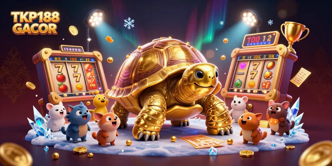 Engage with the thrilling TKP188 GACOR experience featuring exciting slot machines amidst vibrant casino elements.