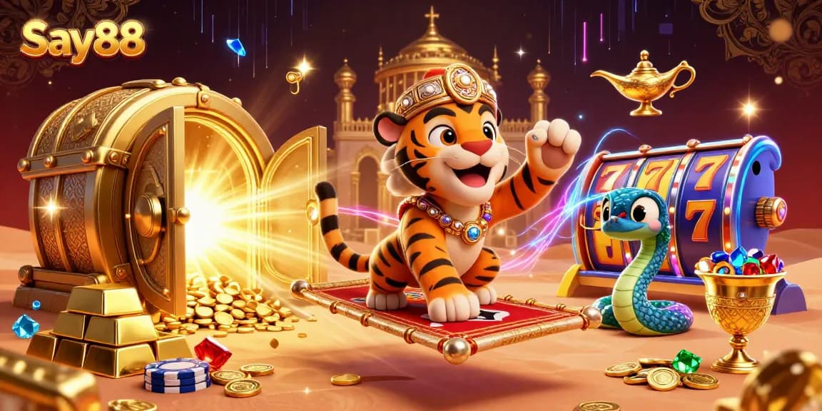 Experience immersive gaming with Say88's thrilling gold-themed casino adventure.