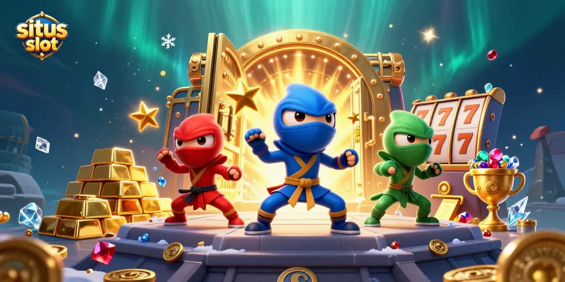 Experience the fun of situs slot with vibrant chameleons celebrating wins amid treasures!