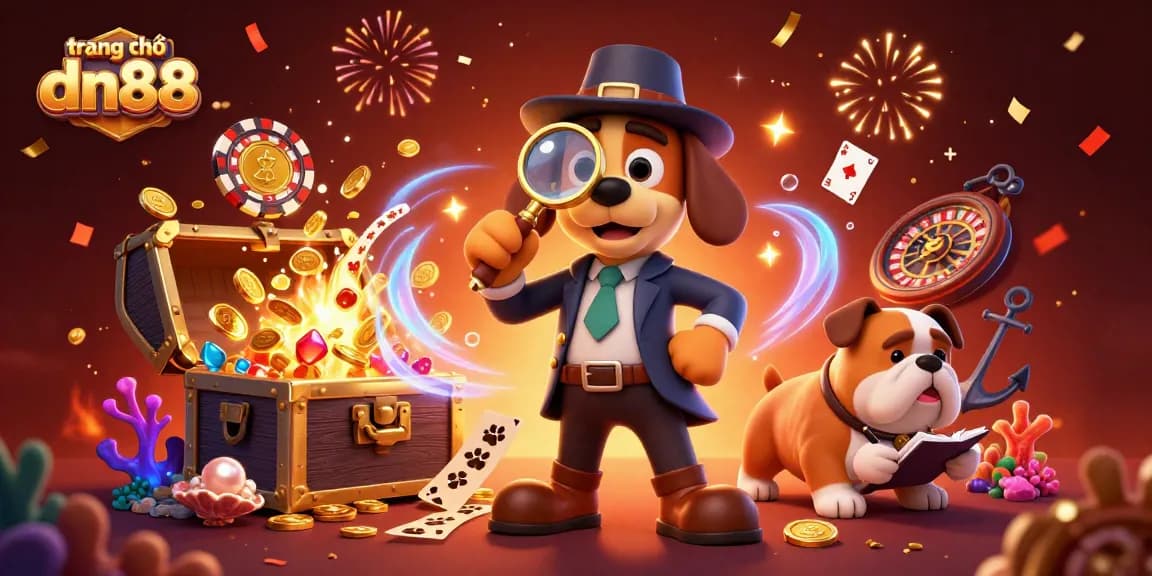 Experience thrills at trang chủ dn88 with golden poker chip clues and explosive treasure visuals.
