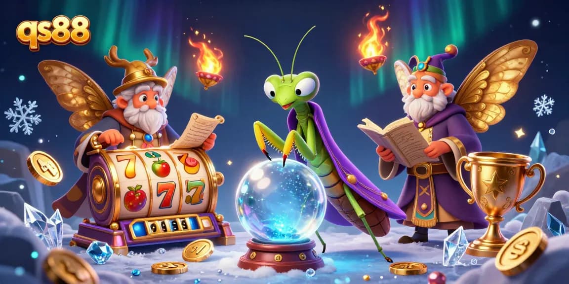 Experience thrilling gameplay with qs88 in this vibrant 3D casino illustration featuring slots, lucky symbols, and enchanting characters.