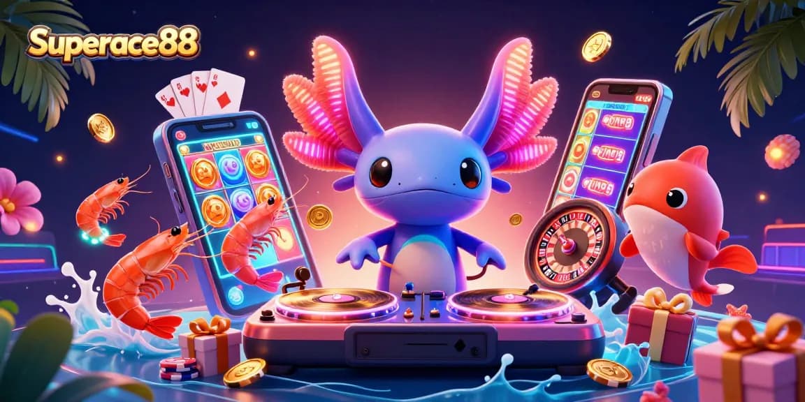 Experience the excitement of superace88 with colorful slot games and vibrant casino elements.