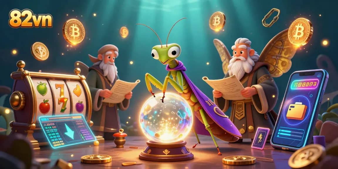 Engage in 82vn casino fun with a mystical fortune teller scene featuring captivating gaming elements.