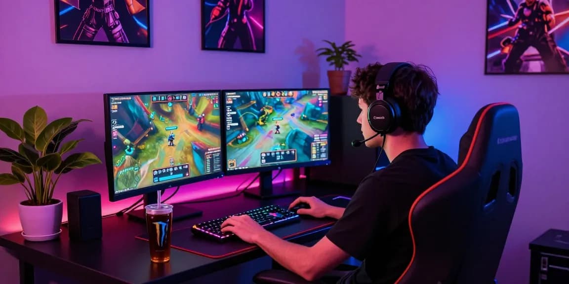 Engaged gamer at high-stakes tambakbet session with vibrant visuals