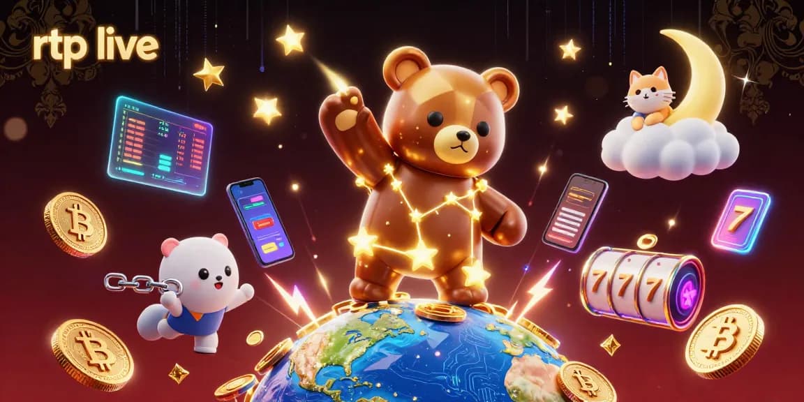 Engage with thrilling rtp live gaming adventures featuring a constellation bear and vibrant casino elements.