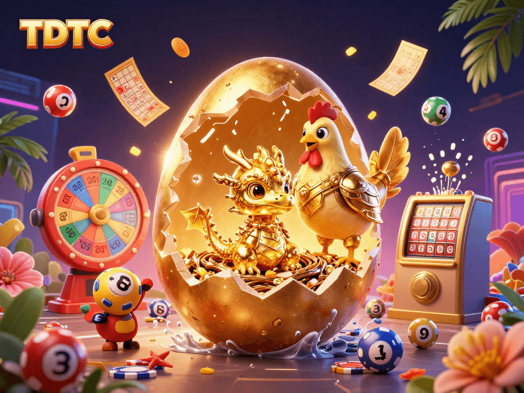 Engage with TDTC’s vibrant 3D dragon and golden gaming elements in a dynamic lottery scene.