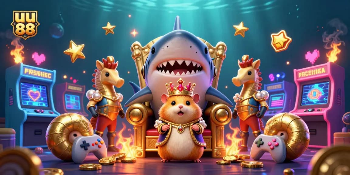 Engage with the dynamic gaming experience at uu 88 featuring a hamster king and seahorse guards.