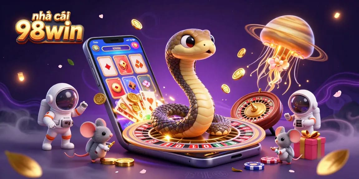 Engage with nhà cái 98win's thrilling casino games featuring colorful slot reels and dynamic betting action.