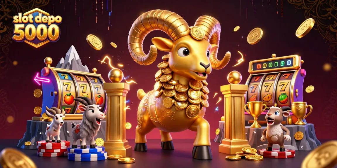 Spin and win with slot depo 5000 in an exciting 3D casino illustration.