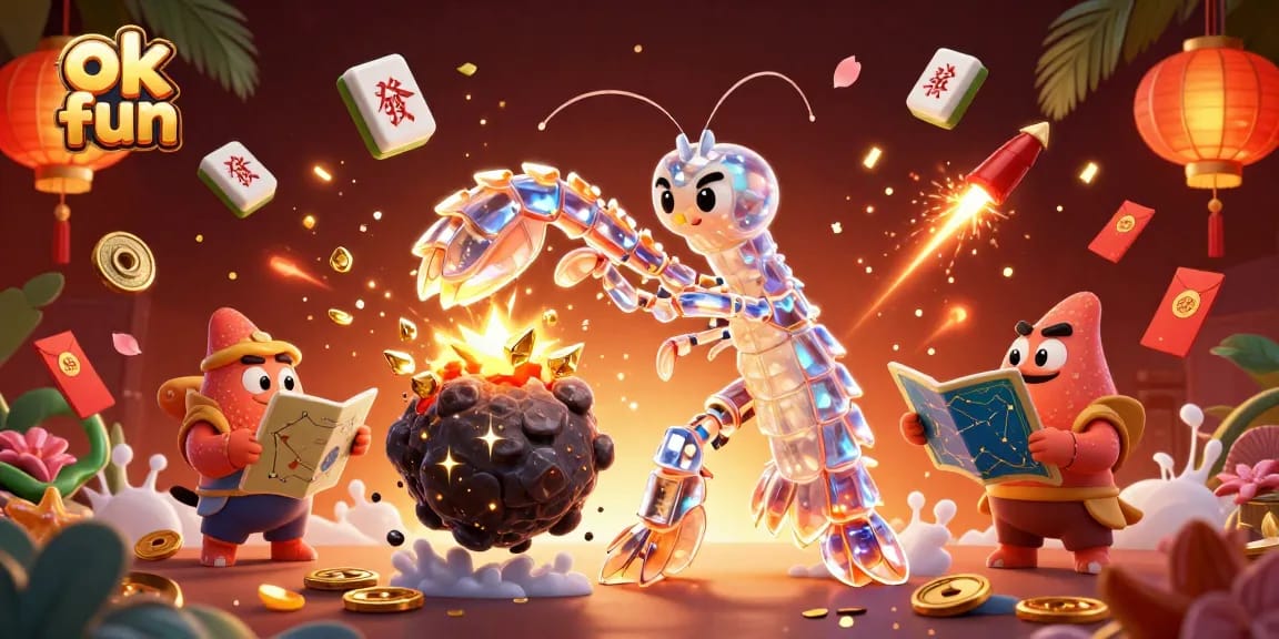Experience the excitement of ok fun as the mantis shrimp shatters asteroids for treasure in a vibrant casino world.