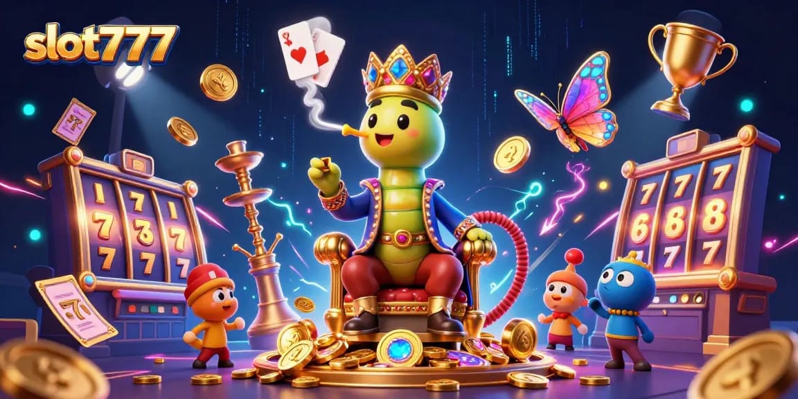 Engage with slot777's vibrant casino action featuring an imaginative caterpillar in a mesmerizing scene.