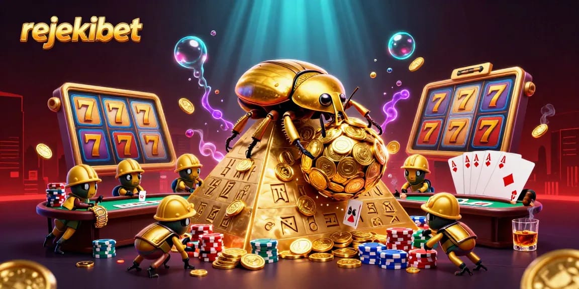 Experience excitement at rejekibet's vibrant casino scene with golden coins and dynamic gameplay elements.