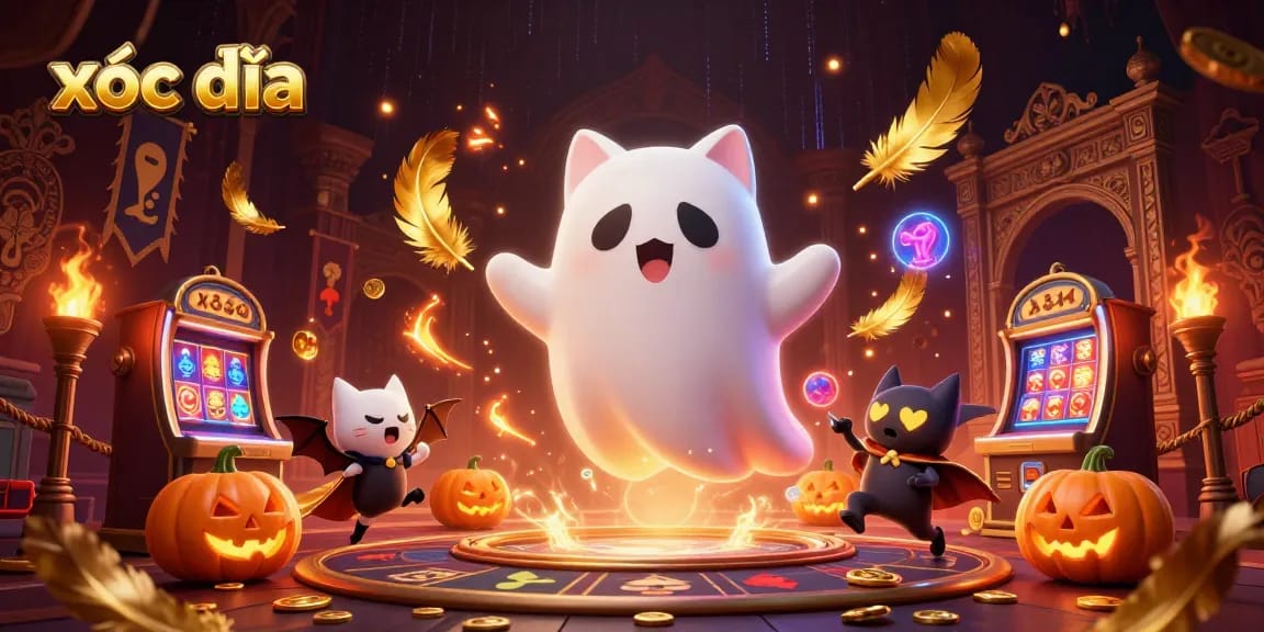 Play xóc đĩa in a vibrant haunted casino scene filled with ghostly charm and thrilling action.