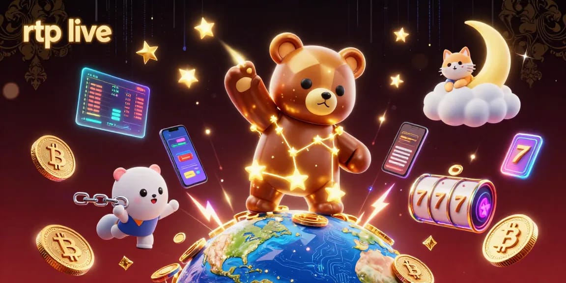 Engage with thrilling rtp live gaming adventures featuring a constellation bear and vibrant casino elements.