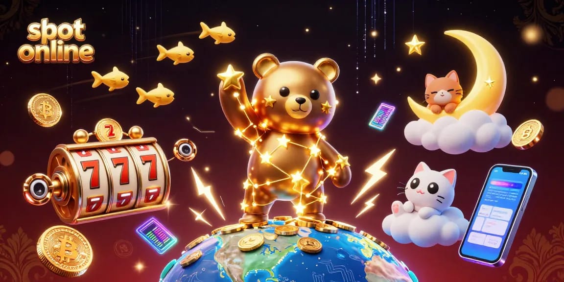 Engage with slot online experiences through vibrant visuals of jackpot excitement and celestial companions.