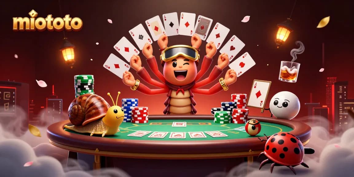 Engage with miototo's vibrant casino scene featuring a unique millipede dealer and high-stakes gameplay.