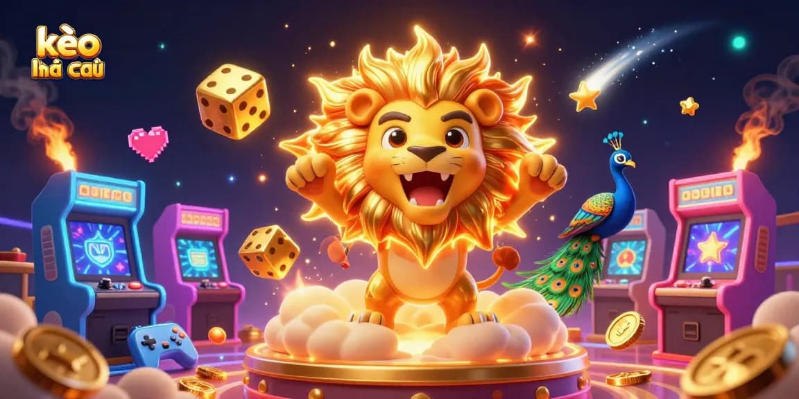 Engage with kèo nhà cái through a dynamic 3D illustration of gambling elements and vibrant characters.