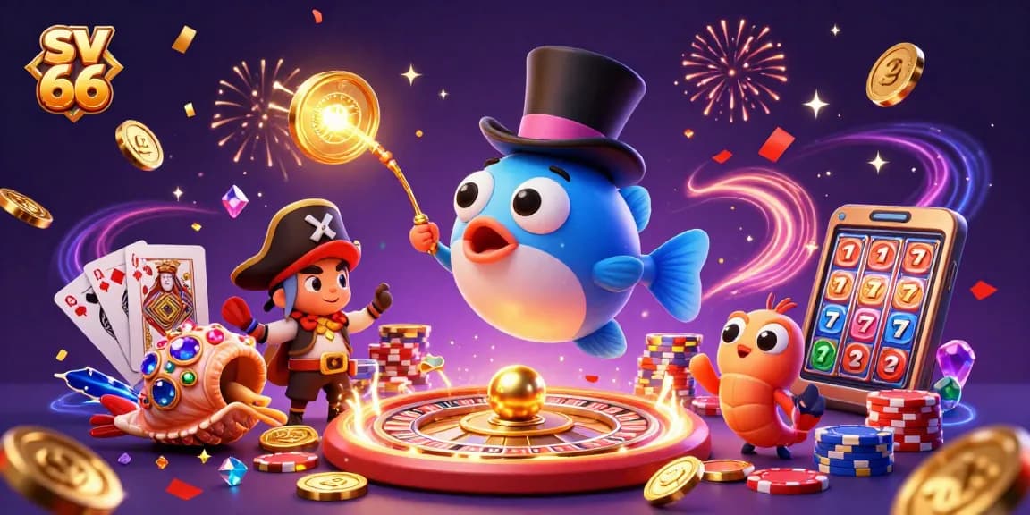 Experience the exciting world of sv 66 with a thrilling 3D illustration of casino fun.