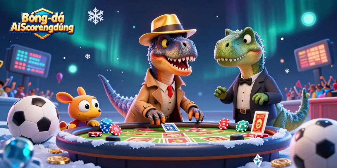 Watch the velociraptor card counter at BóngđáAiScoreứngdụng sports betting, while a stegosaurus oversees the action.