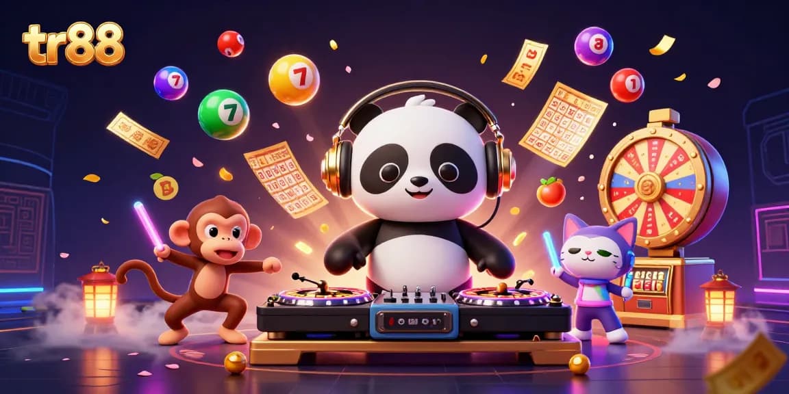 Watch the energetic DJ panda, breakdancing monkey, and rave kitten win big with tr88 gaming elements!