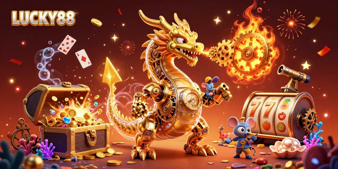 Engage with thrilling LUCKY88 action in a vibrant 3D casino fantasy scene