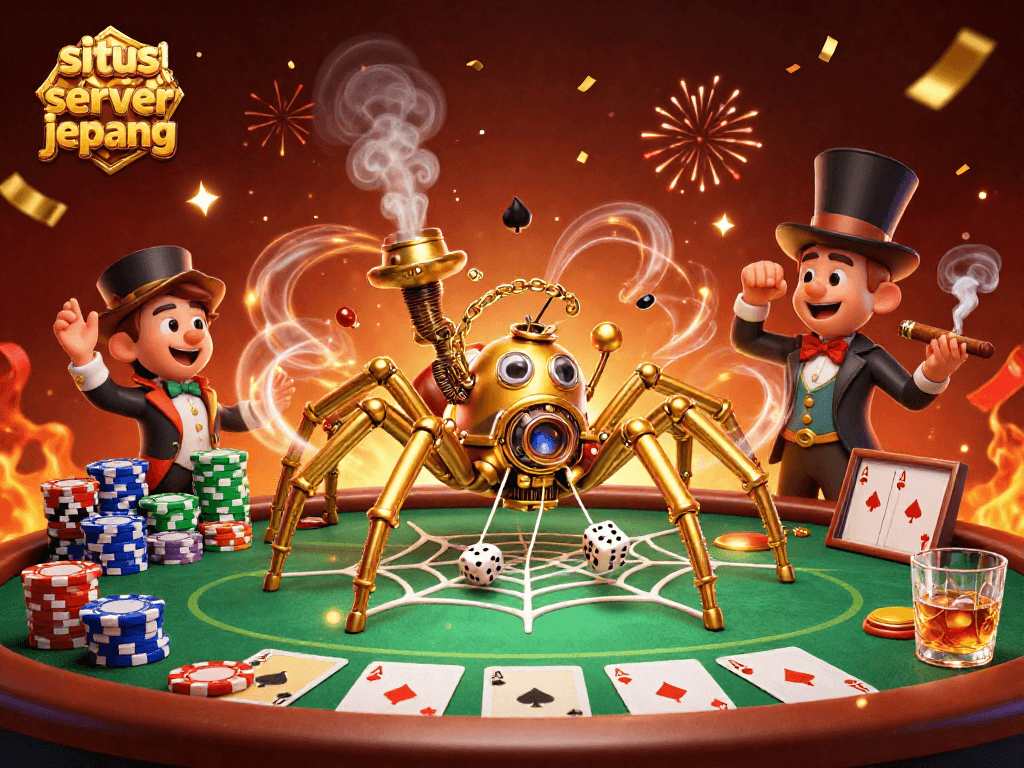 Spin and win at situs slot server jepang with a dynamic 3D illustration of a steampunk theme.
