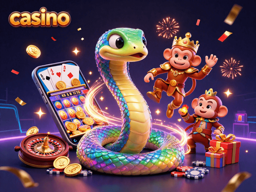 Experience the thrill of the casino with vibrant 3D illustration featuring enchanting game elements.
