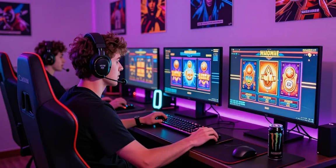 Gamer menikmati slot online dengan jackpot terbesar di tampilan layar modern