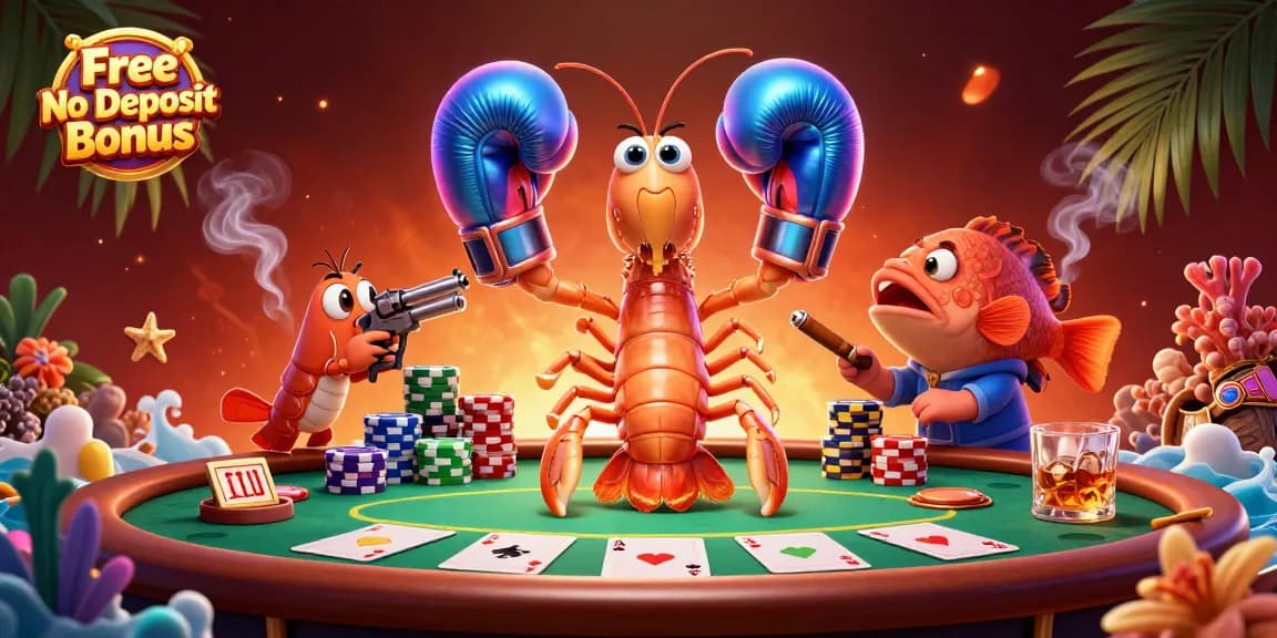 Engage with vibrant Free No Deposit Bonus offers from dynamic poker action scene illustrated in 3D.