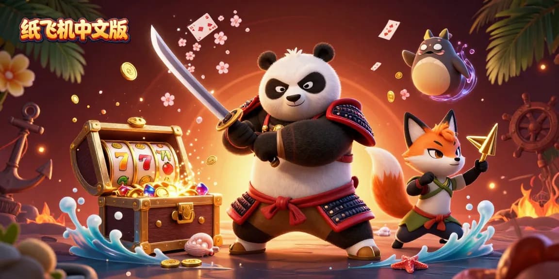 Experience thrilling gameplay with 纸飞机中文版, featuring a samurai panda and vibrant casino elements.