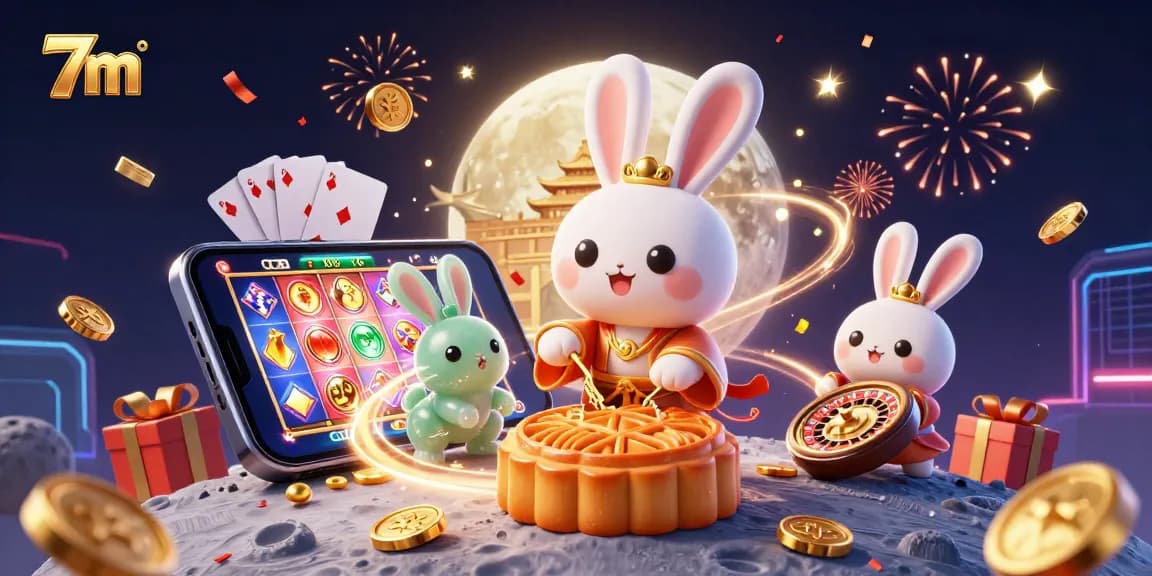 7m platform showcases a lunar-themed casino scene with moon rabbits and poker chips.