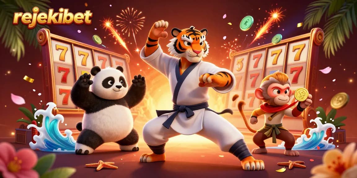 Experience thrilling wins with rejekibet slot games featuring vibrant 3D characters in a rich casino setting.