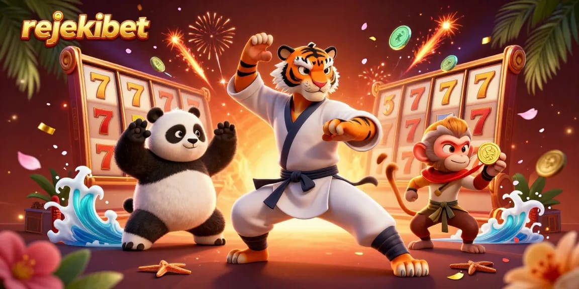Experience thrilling wins with rejekibet slot games featuring vibrant 3D characters in a rich casino setting.