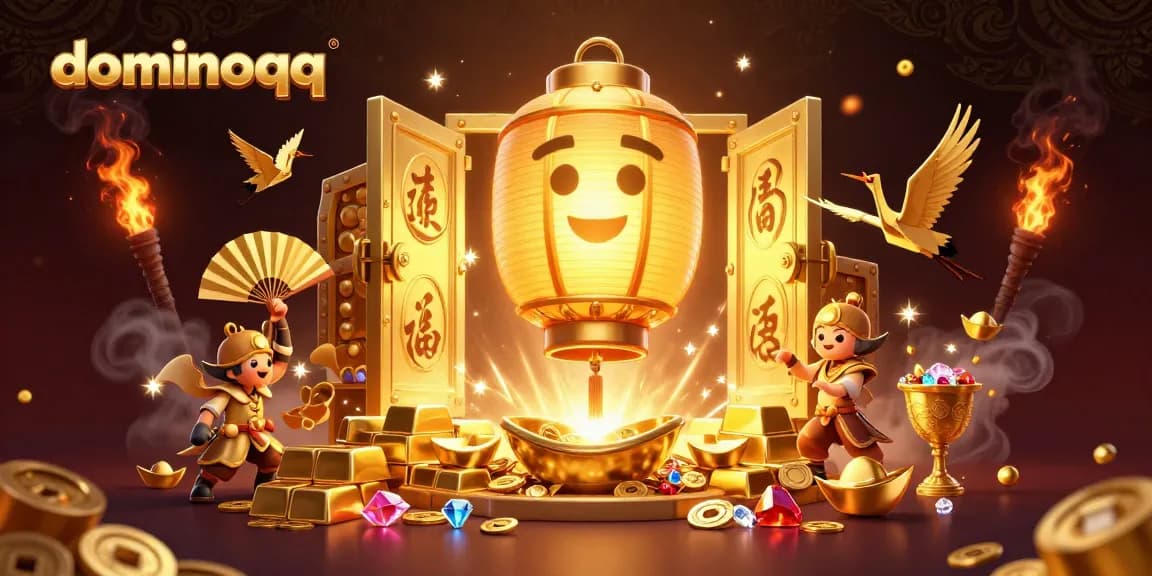 Experience the thrill of dominoqq with vibrant casino elements and golden treasures.