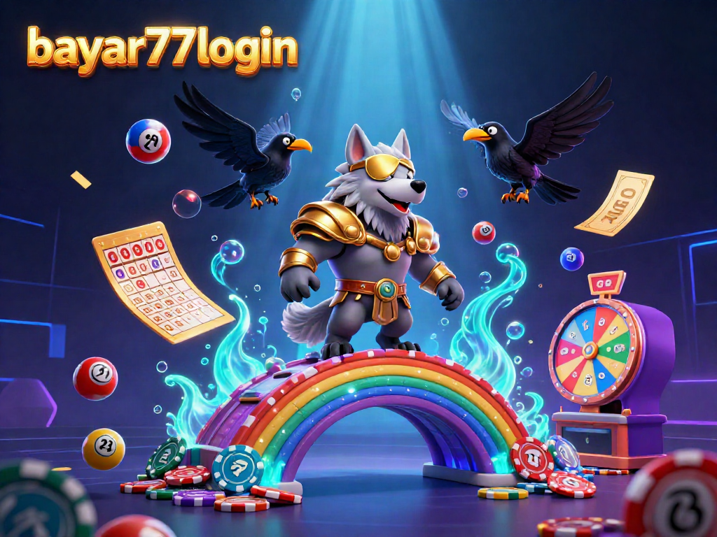 Join the action in this vibrant illustration of bayar77 login, featuring mythological characters and immersive lottery elements.