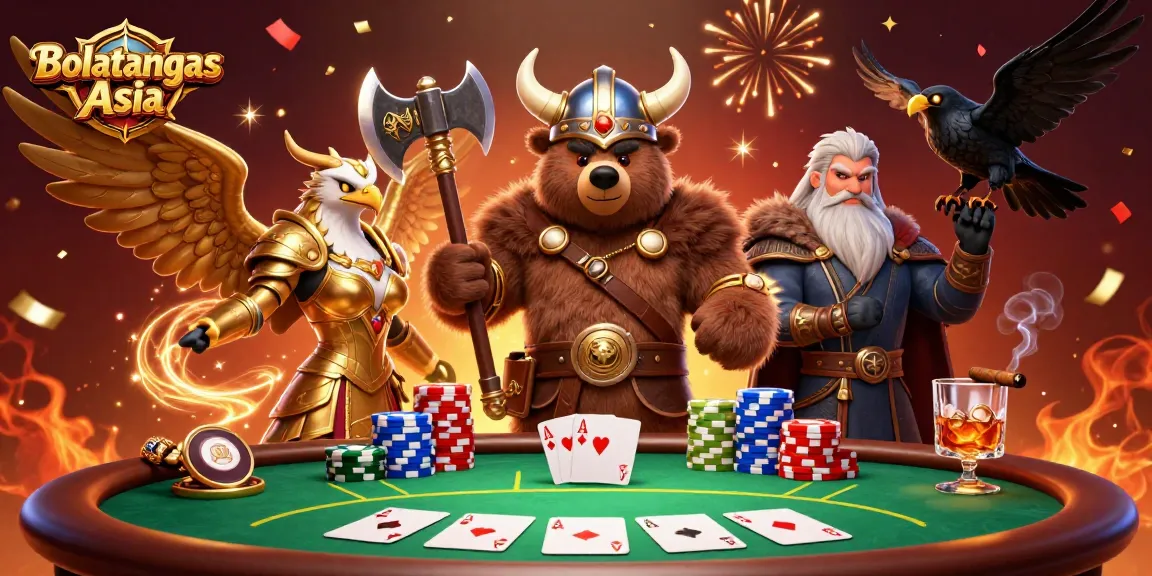 Engage with Bolatangkas Asia for thrilling poker action, featuring vibrant characters and dynamic game elements.