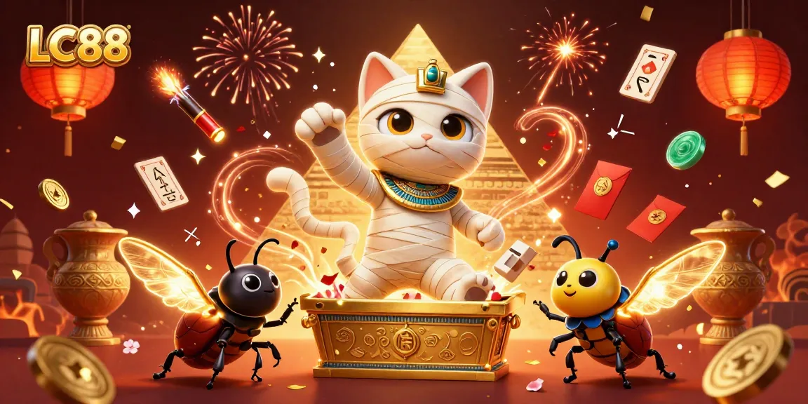 Engage with LC88's vibrant casino scene featuring magical characters and festive game elements.