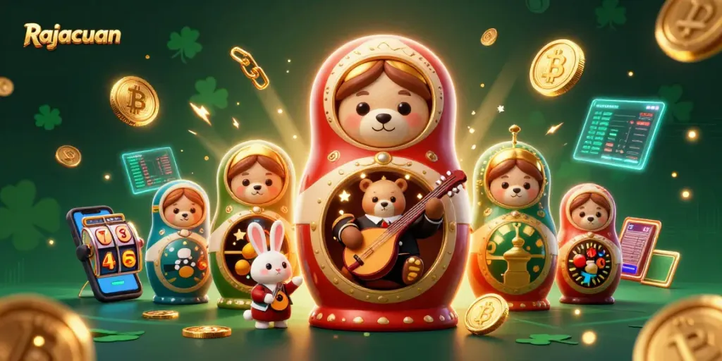 Engage in thrilling gameplay at Rajacuan with cartoon characters showcasing vibrant slot elements.