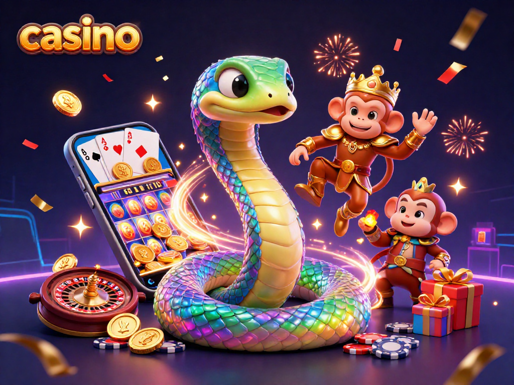 Experience the thrill of the casino with vibrant 3D illustration featuring enchanting game elements.