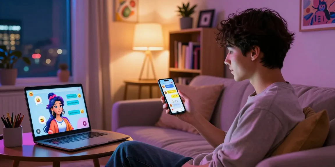 Engaging NSFW AI chat experience at cozy home setting with vibrant interaction.