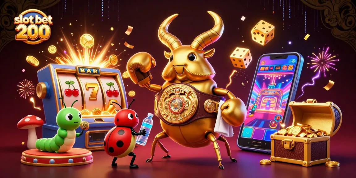 Experience the thrill of slot bet 200 with vibrant characters and jackpots in a dynamic casino scene.