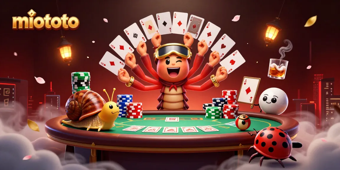 Engage with miototo's vibrant casino scene featuring a unique millipede dealer and high-stakes gameplay.