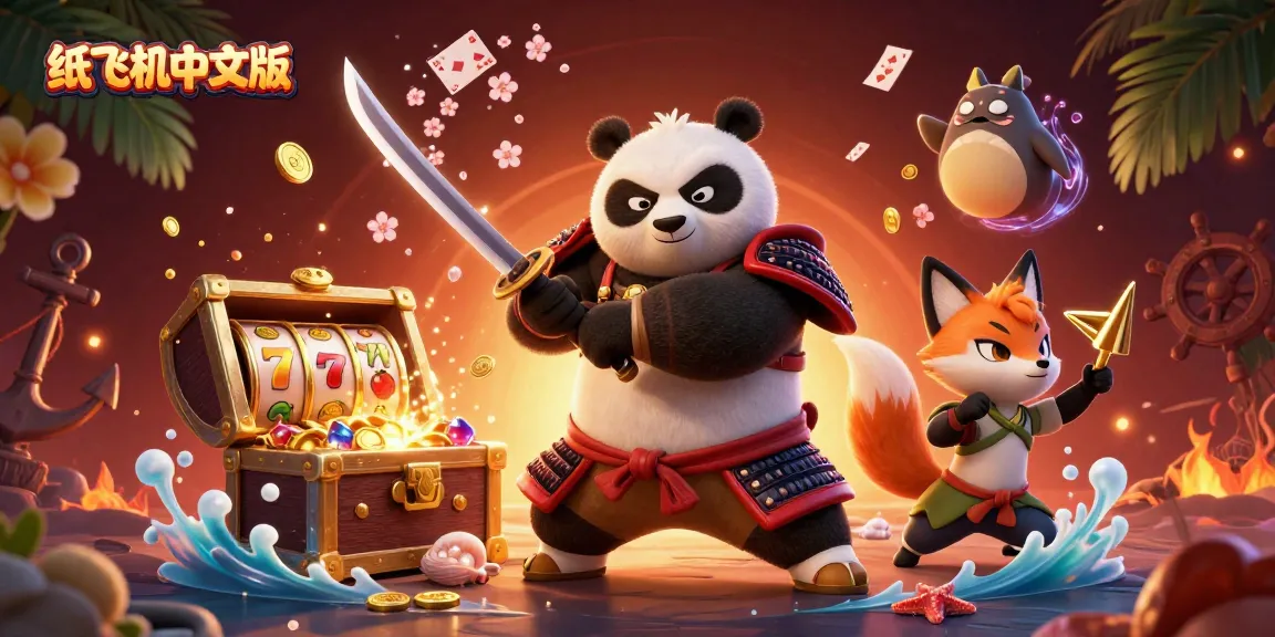 Experience thrilling gameplay with 纸飞机中文版, featuring a samurai panda and vibrant casino elements.