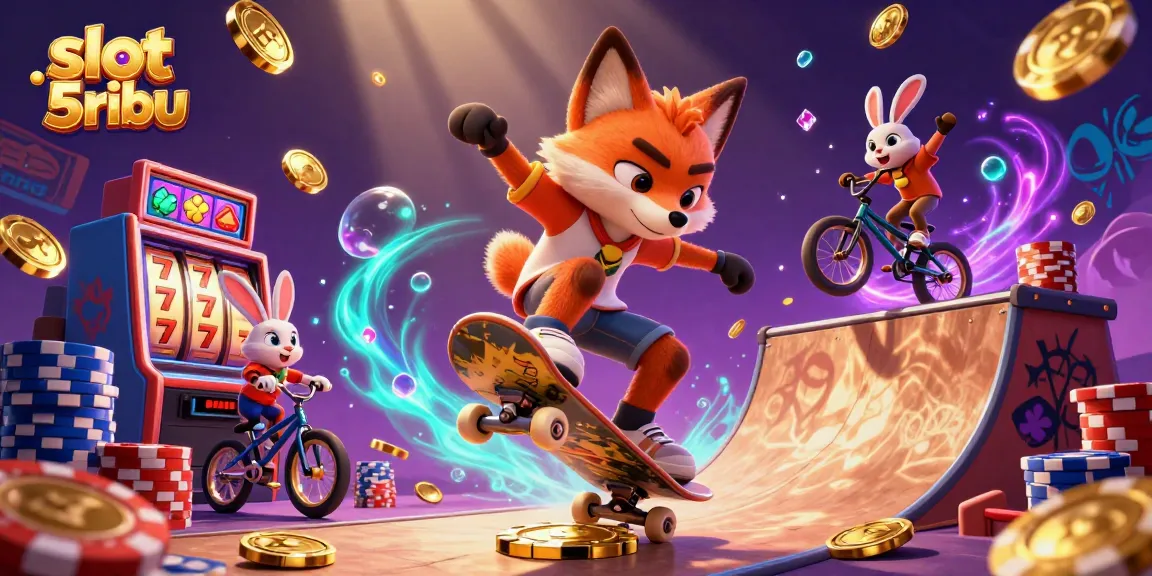 Play exciting slot 5 ribu games with vibrant characters and animated casino elements.